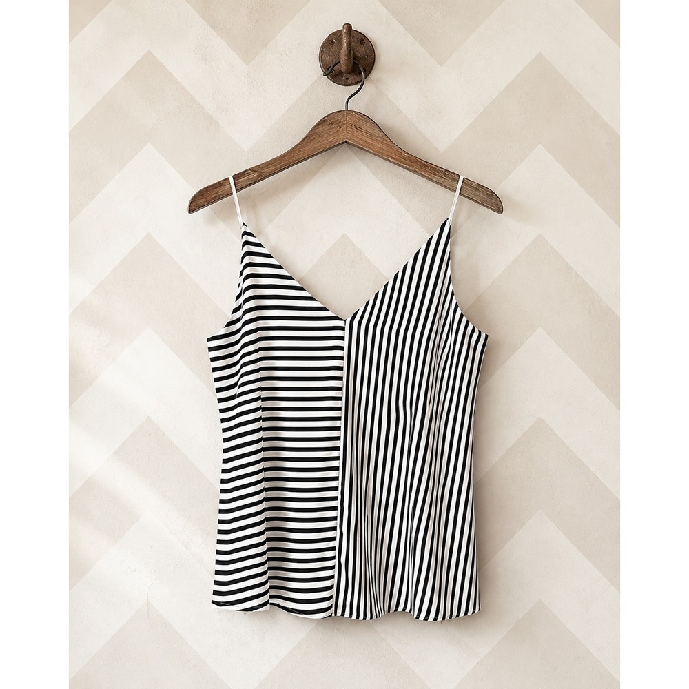 End of Summer Sale Express Black and White Striped V-Neck Cami Tank